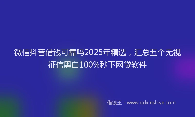 微信抖音借钱可靠吗2025年精选，汇总五个无视征信黑白100%秒下网贷软件