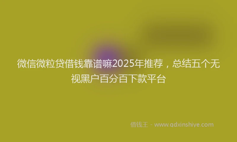 微信微粒贷借钱靠谱嘛2025年推荐，总结五个无视黑户百分百下款平台