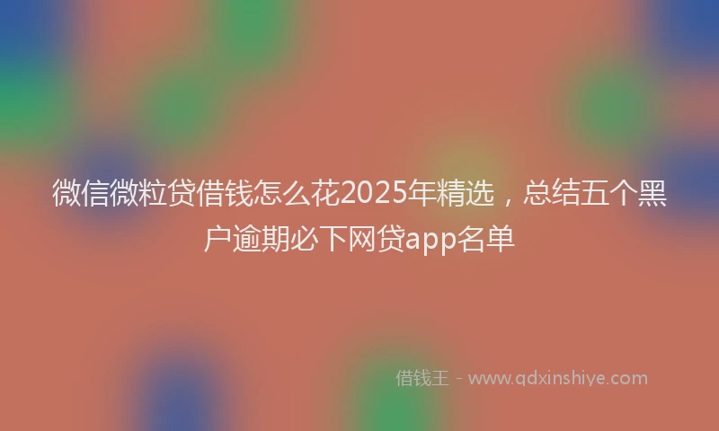 微信微粒贷借钱怎么花2025年精选，总结五个黑户逾期必下网贷app名单