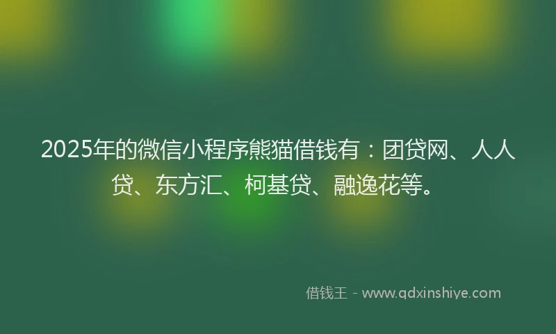 2025年的微信小程序熊猫借钱有：团贷网、人人贷、东方汇、柯基贷、融逸花等。