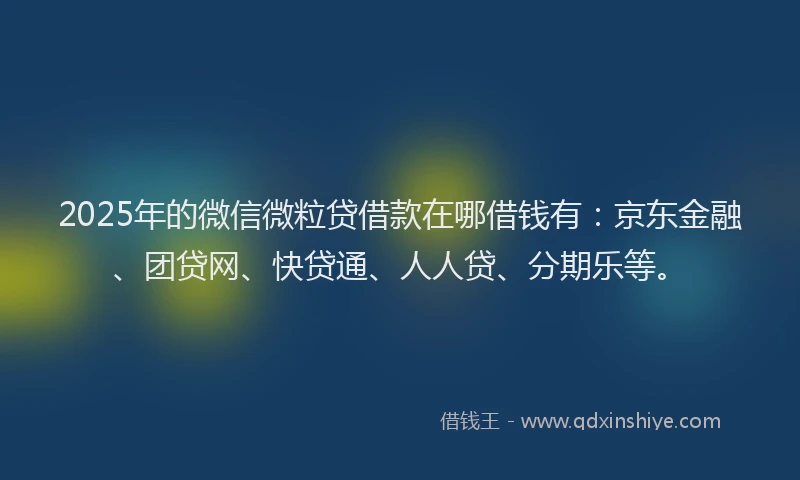 2025年的微信微粒贷借款在哪借钱有：京东金融、团贷网、快贷通、人人贷、分期乐等。
