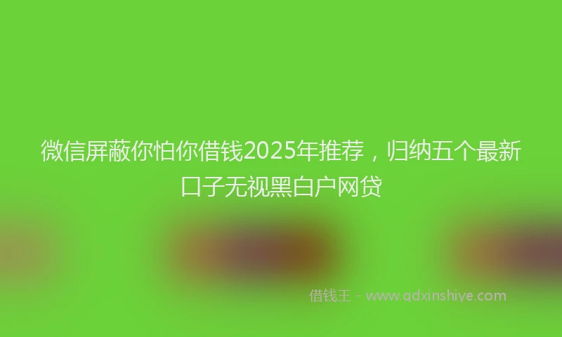 微信屏蔽你怕你借钱2025年推荐，归纳五个最新口子无视黑白户网贷