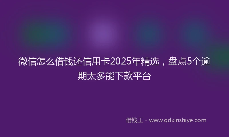 微信怎么借钱还信用卡2025年精选，盘点5个逾期太多能下款平台