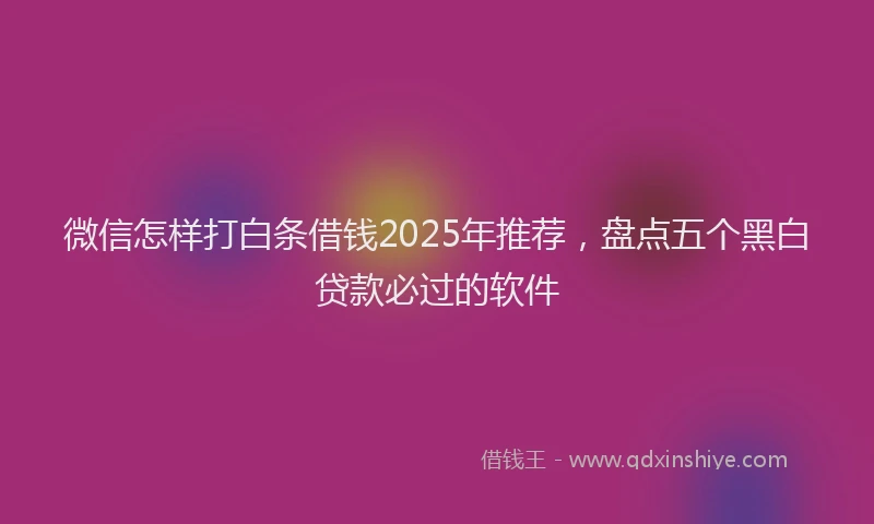 微信怎样打白条借钱2025年推荐，盘点五个黑白贷款必过的软件