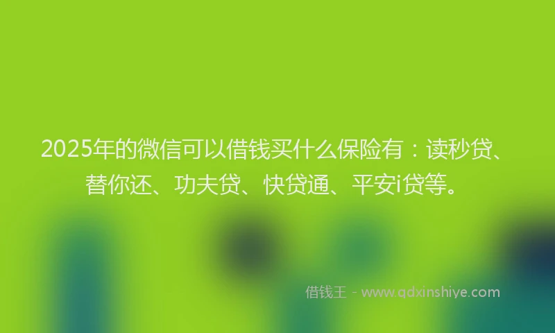 2025年的微信可以借钱买什么保险有：读秒贷、替你还、功夫贷、快贷通、平安i贷等。