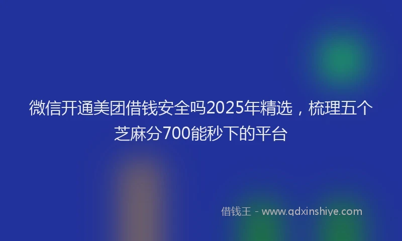 微信开通美团借钱安全吗2025年精选，梳理五个芝麻分700能秒下的平台