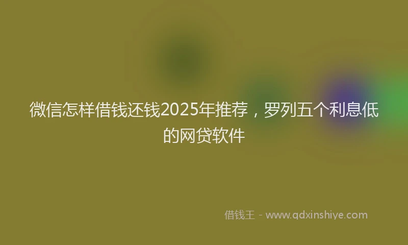 微信怎样借钱还钱2025年推荐，罗列五个利息低的网贷软件