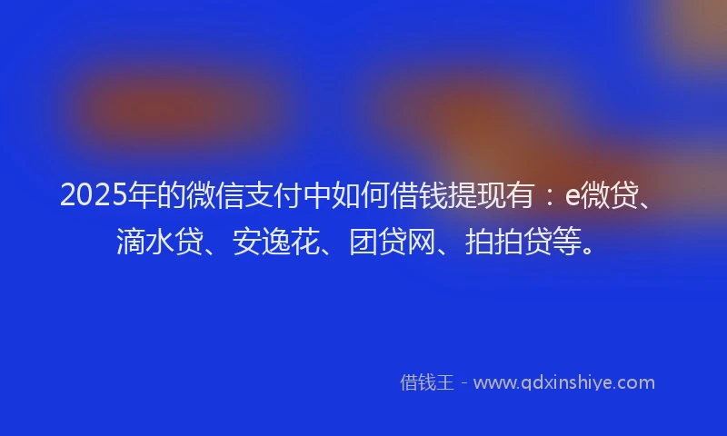 2025年的微信支付中如何借钱提现有：e微贷、滴水贷、安逸花、团贷网、拍拍贷等。