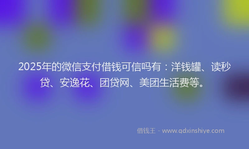 2025年的微信支付借钱可信吗有：洋钱罐、读秒贷、安逸花、团贷网、美团生活费等。