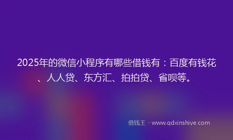 2025年的微信小程序有哪些借钱有：百度有钱花、人人贷、东方汇、拍拍贷、省呗等。