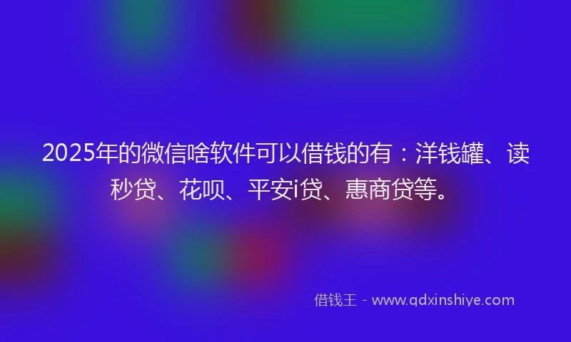 2025年的微信啥软件可以借钱的有：洋钱罐、读秒贷、花呗、平安i贷、惠商贷等。