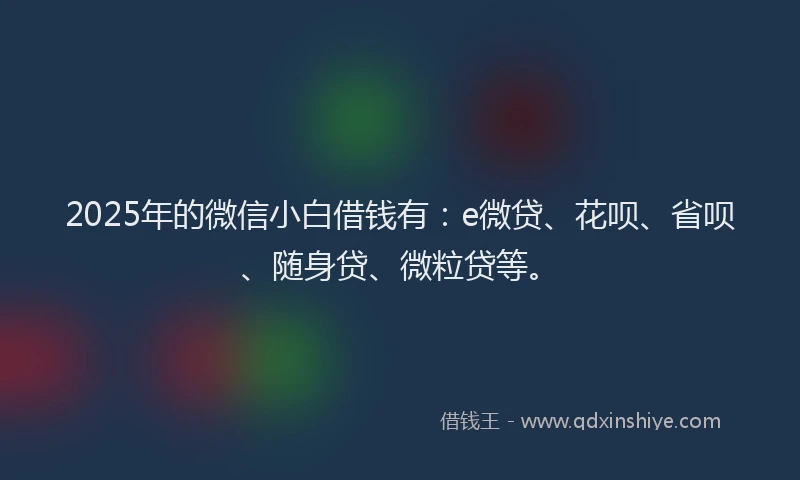 2025年的微信小白借钱有：e微贷、花呗、省呗、随身贷、微粒贷等。
