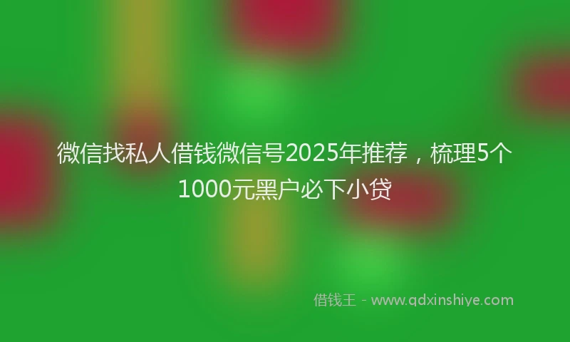 微信找私人借钱微信号2025年推荐，梳理5个1000元黑户必下小贷