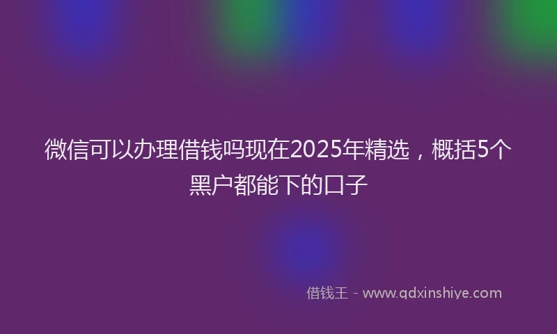 微信可以办理借钱吗现在2025年精选，概括5个黑户都能下的口子