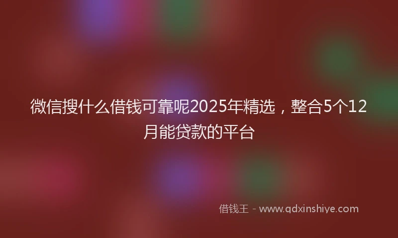 微信搜什么借钱可靠呢2025年精选，整合5个12月能贷款的平台