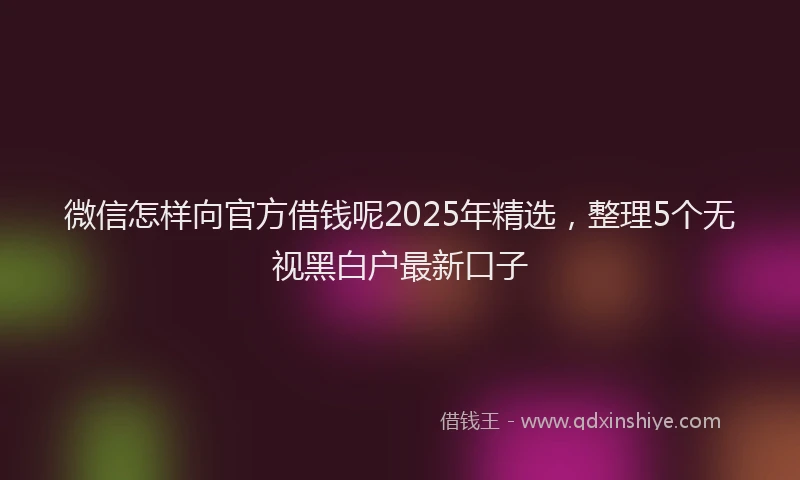 微信怎样向官方借钱呢2025年精选，整理5个无视黑白户最新口子