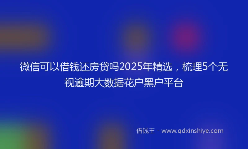 微信可以借钱还房贷吗2025年精选，梳理5个无视逾期大数据花户黑户平台