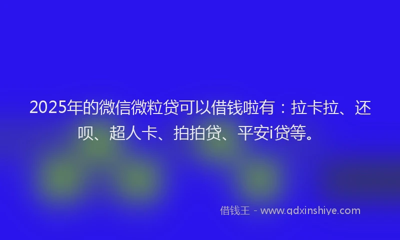 2025年的微信微粒贷可以借钱啦有：拉卡拉、还呗、超人卡、拍拍贷、平安i贷等。