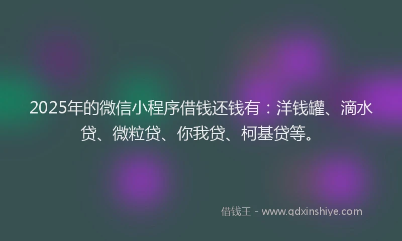 2025年的微信小程序借钱还钱有:洋钱罐、滴水贷、微粒贷、你我贷、柯基贷等。