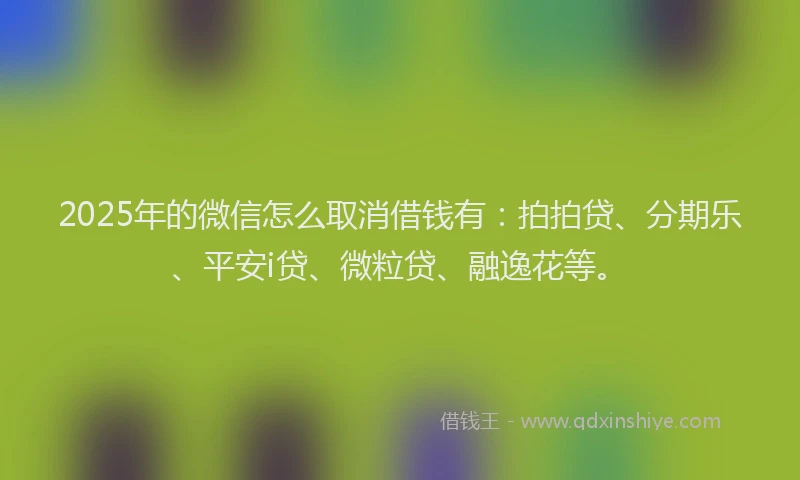 2025年的微信怎么取消借钱有：拍拍贷、分期乐、平安i贷、微粒贷、融逸花等。