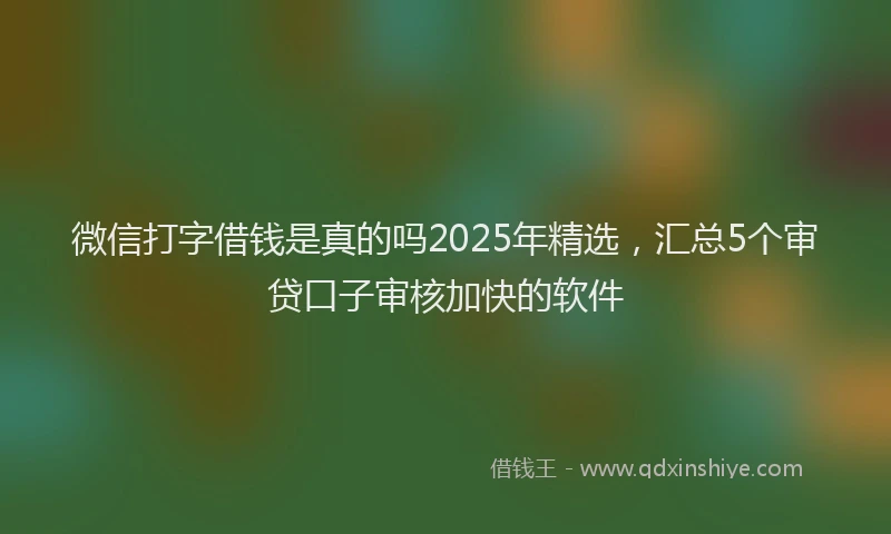 微信打字借钱是真的吗2025年精选，汇总5个审贷口子审核加快的软件