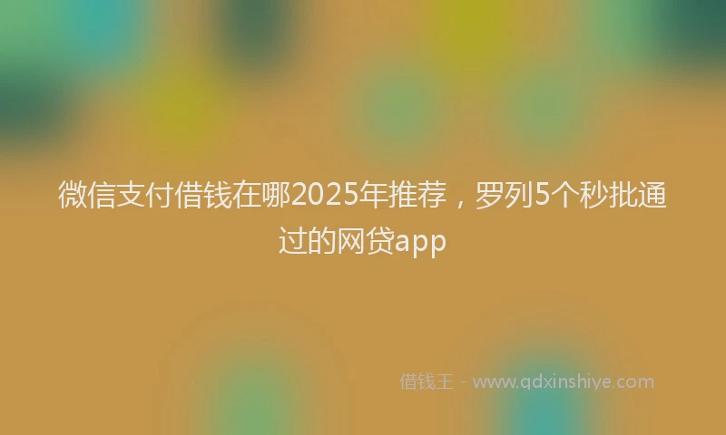 微信支付借钱在哪2025年推荐，罗列5个秒批通过的网贷app