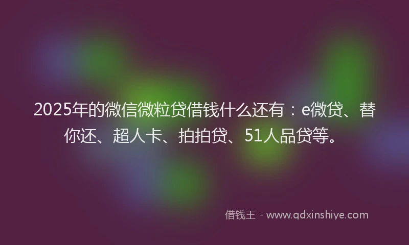2025年的微信微粒贷借钱什么还有：e微贷、替你还、超人卡、拍拍贷、51人品贷等。