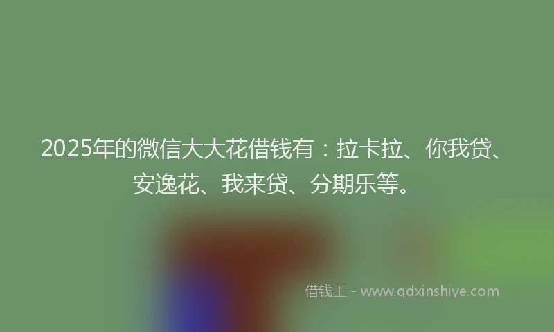 2025年的微信大大花借钱有：拉卡拉、你我贷、安逸花、我来贷、分期乐等。