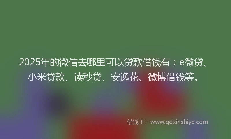 2025年的微信去哪里可以贷款借钱有：e微贷、小米贷款、读秒贷、安逸花、微博借钱等。