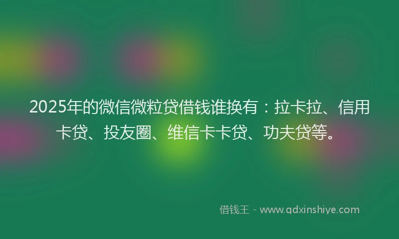 2025年的微信微粒贷借钱谁换有：拉卡拉、信用卡贷、投友圈、维信卡卡贷、功夫贷等。
