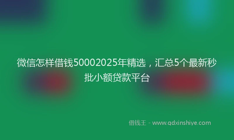 微信怎样借钱50002025年精选，汇总5个最新秒批小额贷款平台
