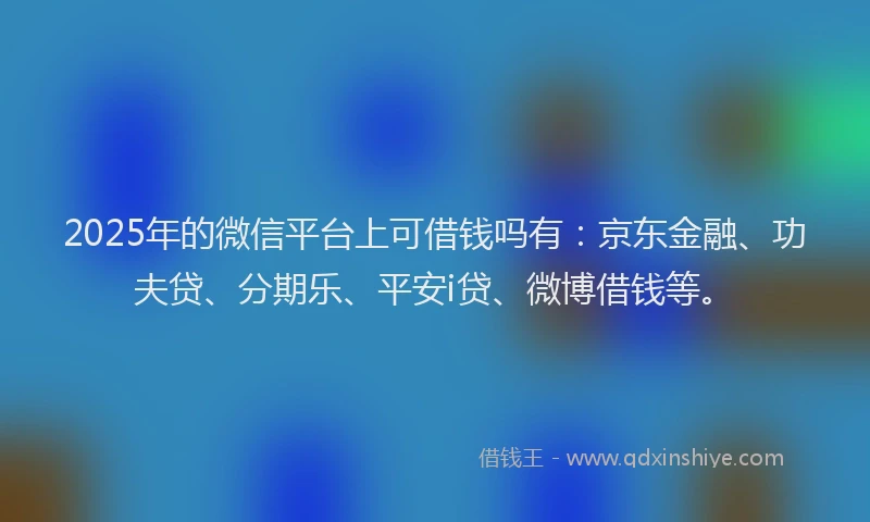 2025年的微信平台上可借钱吗有：京东金融、功夫贷、分期乐、平安i贷、微博借钱等。