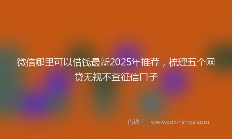 微信哪里可以借钱最新2025年推荐，梳理五个网贷无视不查征信口子