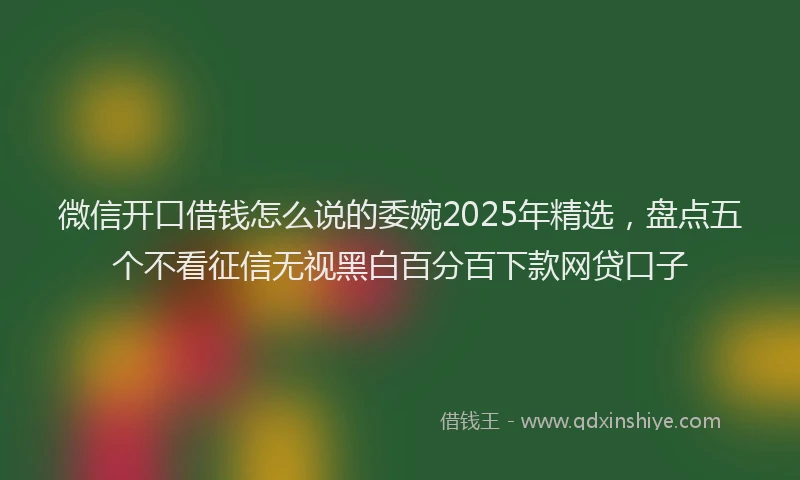 微信开口借钱怎么说的委婉2025年精选，盘点五个不看征信无视黑白百分百下款网贷口子