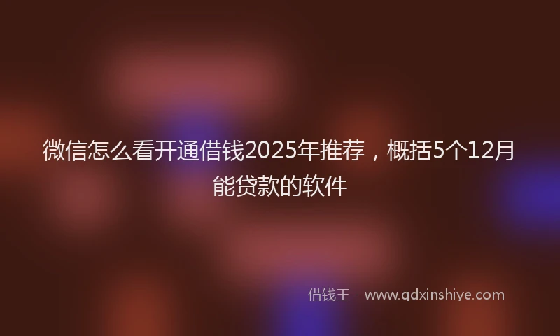 微信怎么看开通借钱2025年推荐，概括5个12月能贷款的软件