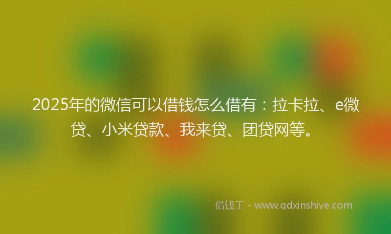 2025年的微信可以借钱怎么借有：拉卡拉、e微贷、小米贷款、我来贷、团贷网等。
