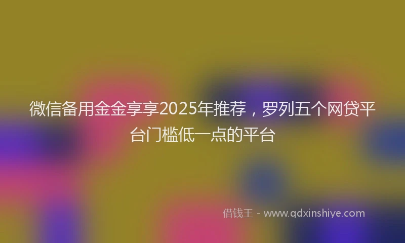 微信备用金金享享2025年推荐，罗列五个网贷平台门槛低一点的平台