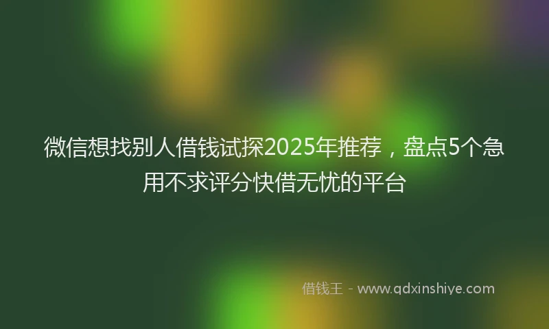微信想找别人借钱试探2025年推荐，盘点5个急用不求评分快借无忧的平台