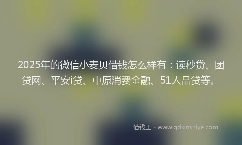 2025年的微信小麦贝借钱怎么样有：读秒贷、团贷网、平安i贷、中原消费金融、51人品贷等。