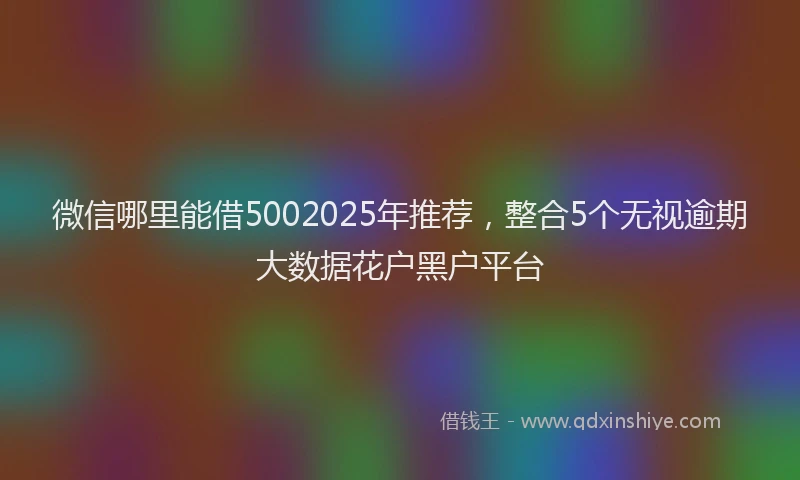 微信哪里能借5002025年推荐，整合5个无视逾期大数据花户黑户平台