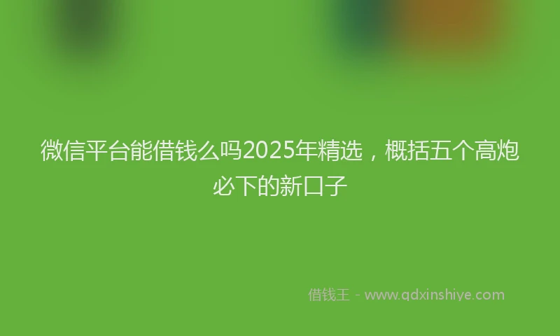 微信平台能借钱么吗2025年精选，概括五个高炮必下的新口子
