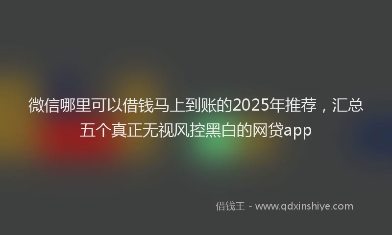 微信哪里可以借钱马上到账的2025年推荐，汇总五个真正无视风控黑白的网贷app