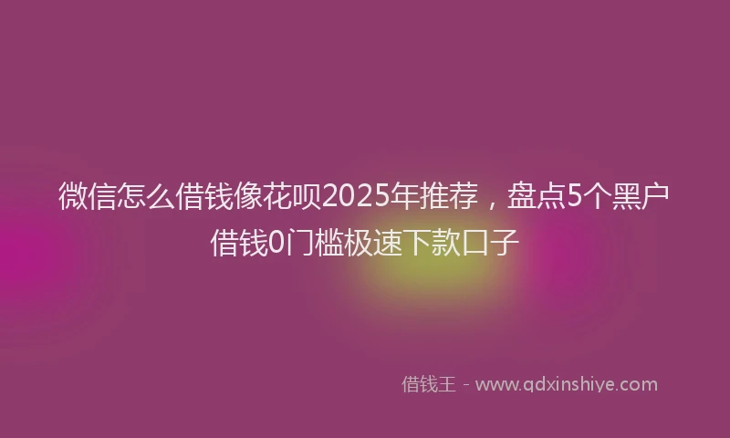 微信怎么借钱像花呗2025年推荐，盘点5个黑户借钱0门槛极速下款口子