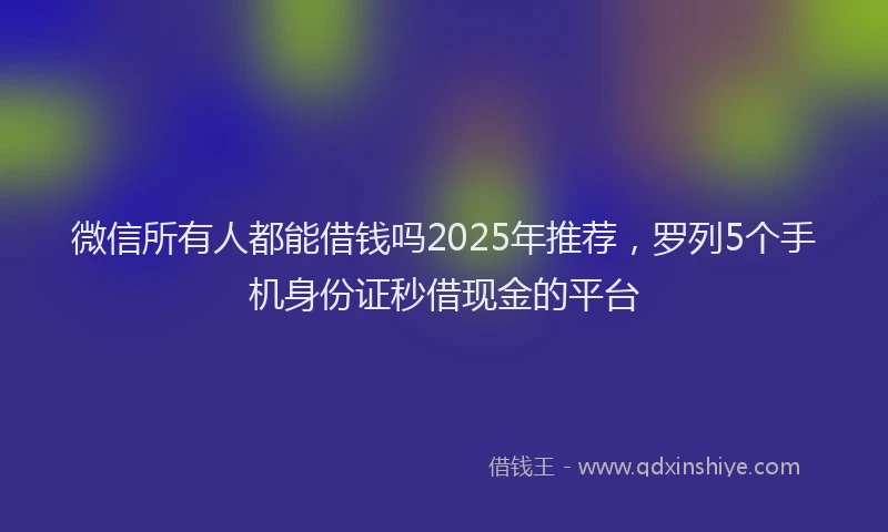微信所有人都能借钱吗2025年推荐，罗列5个手机身份证秒借现金的平台