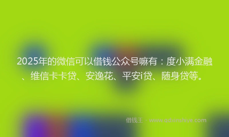 2025年的微信可以借钱公众号嘛有：度小满金融、维信卡卡贷、安逸花、平安i贷、随身贷等。