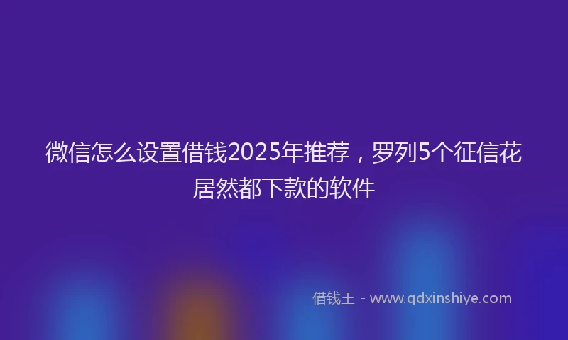 微信怎么设置借钱2025年推荐，罗列5个征信花居然都下款的软件