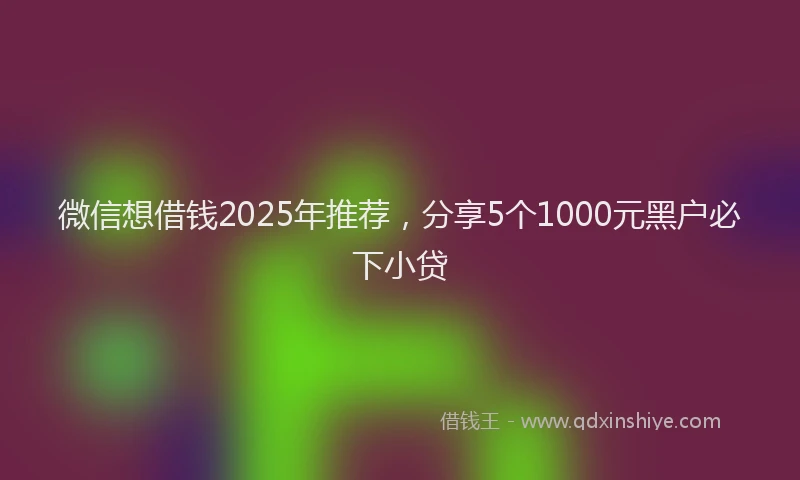 微信想借钱2025年推荐，分享5个1000元黑户必下小贷