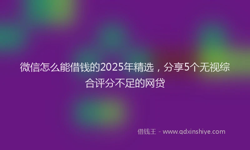 微信怎么能借钱的2025年精选，分享5个无视综合评分不足的网贷
