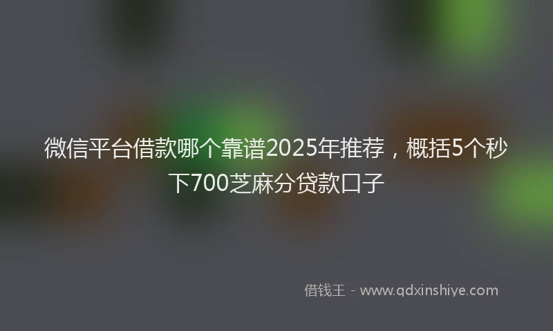 微信平台借款哪个靠谱2025年推荐，概括5个秒下700芝麻分贷款口子
