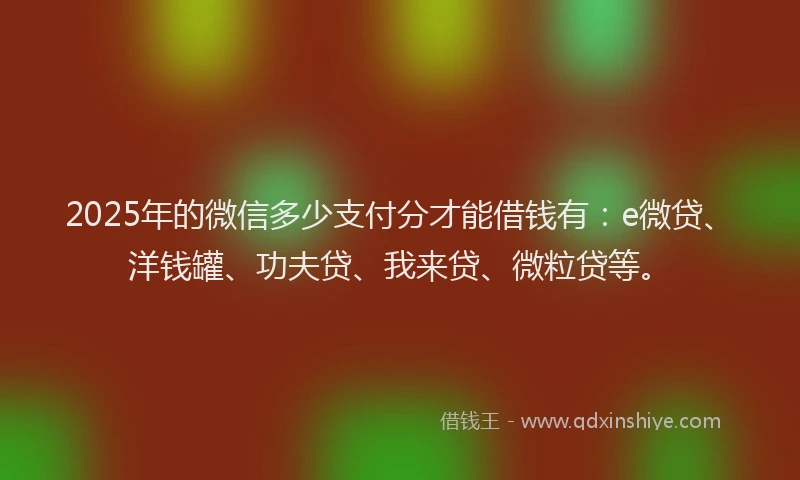 2025年的微信多少支付分才能借钱有：e微贷、洋钱罐、功夫贷、我来贷、微粒贷等。